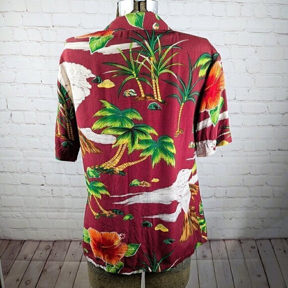 Vintage Kennington Ltd Red/Green Hawaiian Shirt M - Picture 8 of 11
